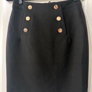 H&M Black Pencil Skirt with Gold Tone Buttons